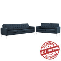 Modway EEI-2444-AZU-SET Loft Living Room Set Fabric Set of 2 in Azure