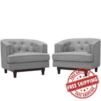 Modway EEI-2449-LGR-SET Coast Armchairs Set of 2 in Light Gray