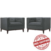 Modway EEI-2455-GRY-SET Serve Armchairs Set of 2 in Gray