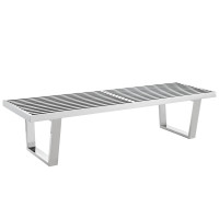 Modway EEI-246-SLV Sauna 5' Bench in Silver