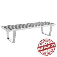 Modway EEI-246-SLV Sauna 5' Bench in Silver