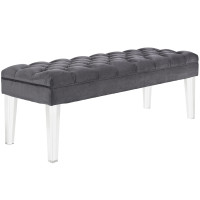 Modway EEI-2460-GRY Valet Velvet Bench in Gray
