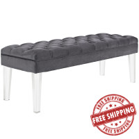 Modway EEI-2460-GRY Valet Velvet Bench in Gray