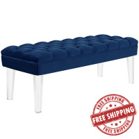 Modway EEI-2460-NAV Valet Velvet Bench in Navy