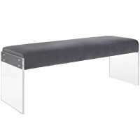 Modway EEI-2461-GRY Roam Velvet Bench in Gray