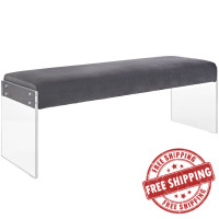 Modway EEI-2461-GRY Roam Velvet Bench in Gray