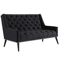 Modway EEI-2462-BLK Peruse Velvet Loveseat in Black
