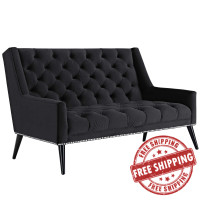 Modway EEI-2462-BLK Peruse Velvet Loveseat in Black