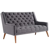 Modway EEI-2462-GRY Peruse Velvet Loveseat in Gray