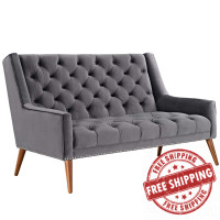 Modway EEI-2462-GRY Peruse Velvet Loveseat in Gray