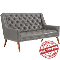 Modway EEI-2463-GRY Peruse Vinyl Loveseat in Gray