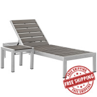 Modway EEI-2465-SLV-GRY-SET Shore 2 Piece Outdoor Patio Aluminum Set in Silver Gray