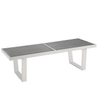 Modway EEI-247-SLV Sauna 4' Bench in Silver