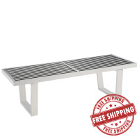 Modway EEI-247-SLV Sauna 4' Bench in Silver