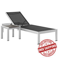 Modway EEI-2470-SLV-BLK-SET Shore 2 Piece Outdoor Patio Aluminum Set in Silver Black