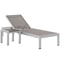 Modway EEI-2470-SLV-GRY-SET Shore 2 Piece Outdoor Patio Aluminum Set in Silver Gray