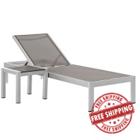 Modway EEI-2470-SLV-GRY-SET Shore 2 Piece Outdoor Patio Aluminum Set in Silver Gray
