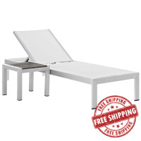 Modway EEI-2470-SLV-WHI-SET Shore 2 Piece Outdoor Patio Aluminum Set in Silver White