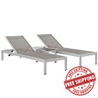 Modway EEI-2471-SLV-GRY-SET Shore 3 Piece Outdoor Patio Aluminum Set in Silver Gray