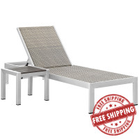Modway EEI-2475-SLV-GRY-SET Shore 2 Piece Outdoor Patio Set in Silver Gray