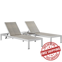 Modway EEI-2476-SLV-GRY-SET Shore 3 Piece Outdoor Patio Aluminum Set in Silver Gray