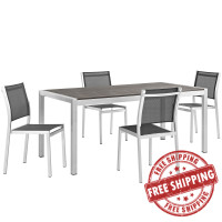 Modway EEI-2482-SLV-BLK-SET Shore 5 Piece Outdoor Patio Aluminum Dining Set in Silver Black