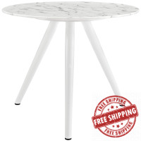 Modway EEI-2522-WHI Lippa 36" Artificial Marble Dining Table with Tripod Base in White