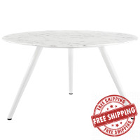 Modway EEI-2526-WHI Lippa 54" Artificial Marble Dining Table with Tripod Base in White