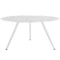 Modway EEI-2527-WHI Lippa 60" Artificial Marble Dining Table with Tripod Base in White