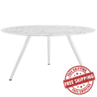 Modway EEI-2527-WHI Lippa 60" Artificial Marble Dining Table with Tripod Base in White