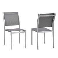 Modway EEI-2585-SLV-GRY-SET Shore Side Chair Outdoor Patio Aluminum Set of 2