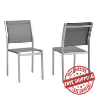 Modway EEI-2585-SLV-GRY-SET Shore Side Chair Outdoor Patio Aluminum Set of 2
