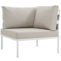 Modway EEI-2601-WHI-BEI Harmony Outdoor Patio Aluminum Corner Sofa