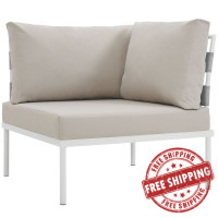 Modway EEI-2601-WHI-BEI Harmony Outdoor Patio Aluminum Corner Sofa