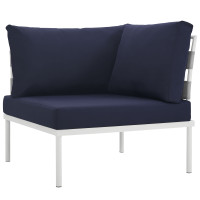 Modway EEI-2601-WHI-NAV Harmony Outdoor Patio Aluminum Corner Sofa