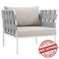 Modway EEI-2602-WHI-BEI Harmony Outdoor Patio Aluminum Armchair