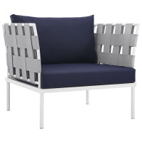 Modway EEI-2602-WHI-NAV Harmony Outdoor Patio Aluminum Armchair
