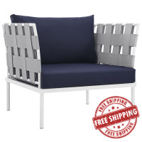 Modway EEI-2602-WHI-NAV Harmony Outdoor Patio Aluminum Armchair