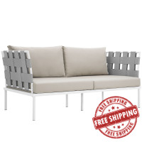 Modway EEI-2603-WHI-BEI Harmony Outdoor Patio Aluminum Loveseat