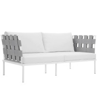Modway EEI-2603-WHI-WHI Harmony Outdoor Patio Aluminum Loveseat