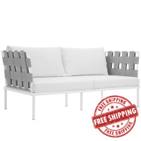 Modway EEI-2603-WHI-WHI Harmony Outdoor Patio Aluminum Loveseat