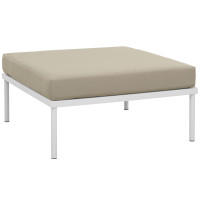 Modway EEI-2609-WHI-BEI Harmony Outdoor Patio Aluminum Ottoman in White Beige