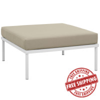 Modway EEI-2609-WHI-BEI Harmony Outdoor Patio Aluminum Ottoman in White Beige