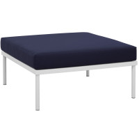 Modway EEI-2609-WHI-NAV Harmony Outdoor Patio Aluminum Ottoman in White Navy