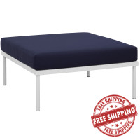 Modway EEI-2609-WHI-NAV Harmony Outdoor Patio Aluminum Ottoman in White Navy