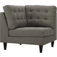 Modway EEI-2610-GRA Empress Upholstered Fabric Corner Sofa Granite