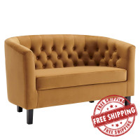 Modway EEI-2615-COG Cognac Prospect Performance Velvet Loveseat