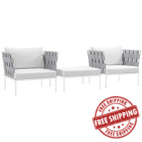 Modway EEI-2618-WHI-WHI-SET Harmony 3 Piece Outdoor Patio Aluminum Sectional Sofa Set