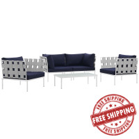 Modway EEI-2623-WHI-NAV-SET Harmony 5  Piece Outdoor Patio Aluminum Sectional Sofa Set