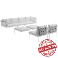 Modway EEI-2624-WHI-WHI-SET Harmony 8 Piece Outdoor Patio Aluminum Sectional Sofa Set